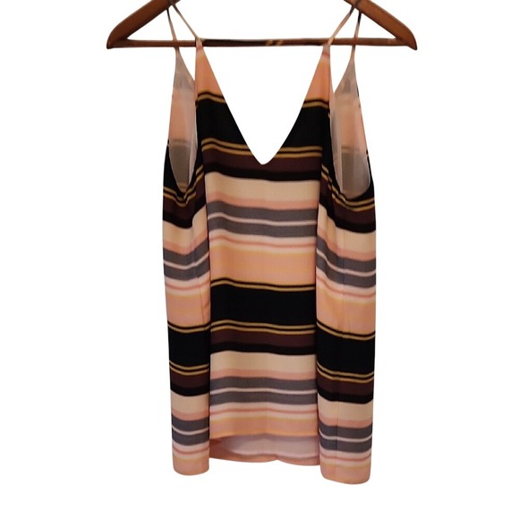 LOFT Striped V Neck Cami Tank Top Peach Black Gray White Yellow Size S - Picture 3 of 4